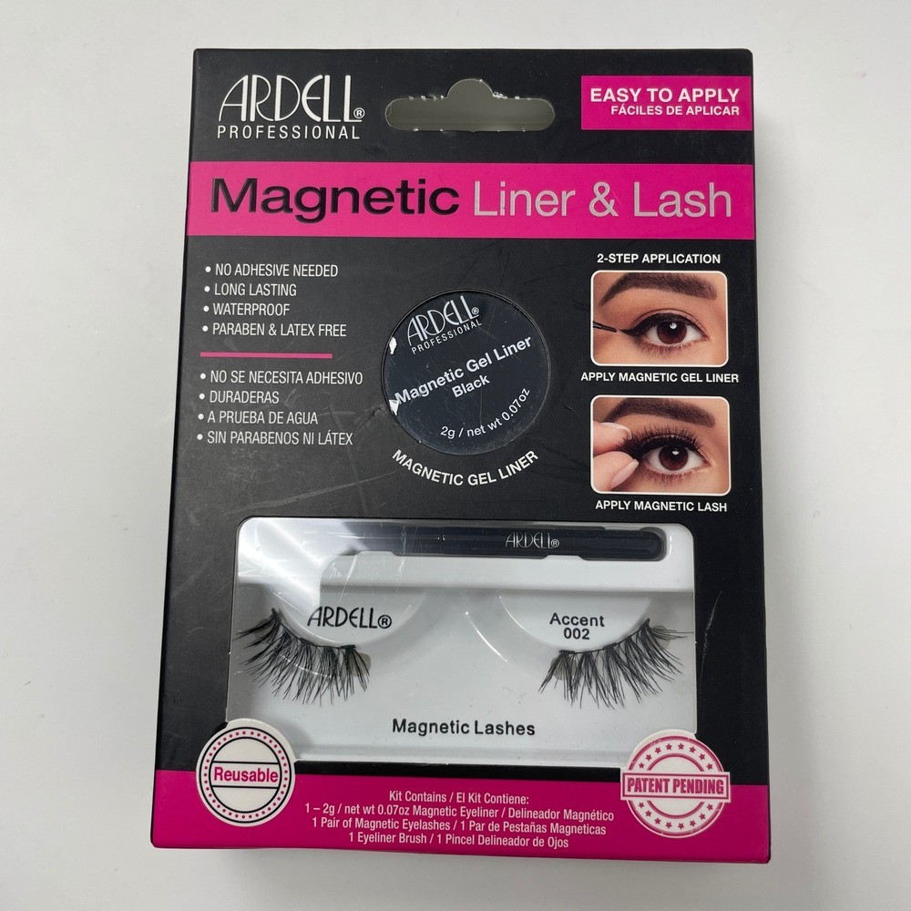 Ardell Magnetic Liner & Lash Kit Accent 002 Black Gel Liner Waterproof Easy New